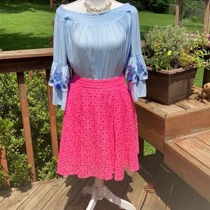 Lilly Pulitzer Daisy Lane Lace Pink Meadow Skirt